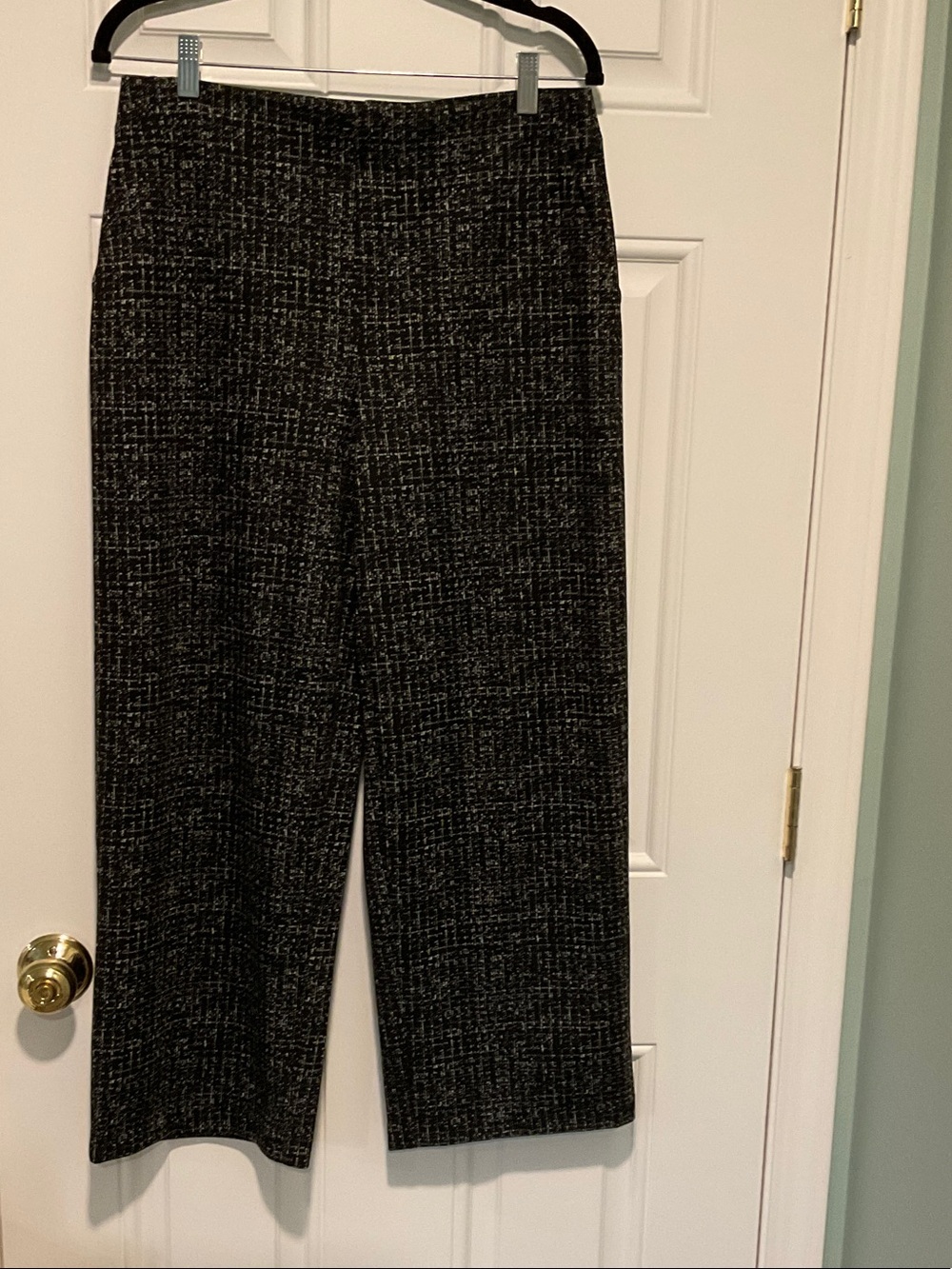 NIC+ZOE Black Tweed-Effect Wide-Leg Pants